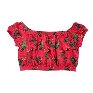 Forever 21 Floral Red Crop Top - L